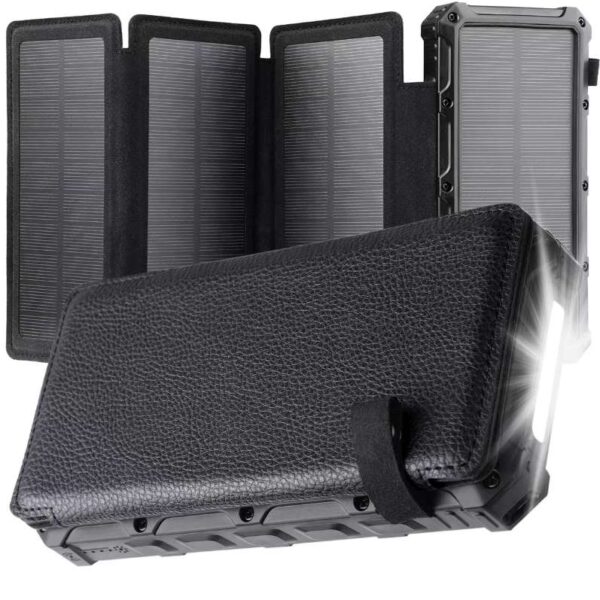 Solar Charger 20000mAh, Portable Power Bank with Dual USB Ports Waterproof Battery Charger for Smartphones