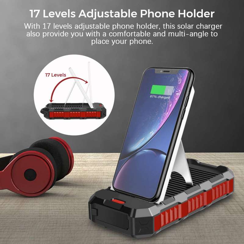 Solar Charger Power Bank 30000Mah Qi Wireless Charger USB Type C Inputs 5V3A Output External Battery Pack IP65 Waterproof - HDL528