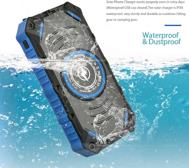 Solar Power Bank 42000mAh Built in 4 Cables Wireless Charger with Dual LED Flashlight Portable Solar Battery Pack HDL-628