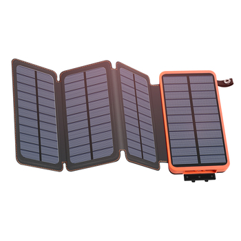 Hiluckey Fast Charging 20000 mAh Foldable Outdoor Portable Solar Charger 20000mAh Powerbank Solar Power Bank With Led Lights