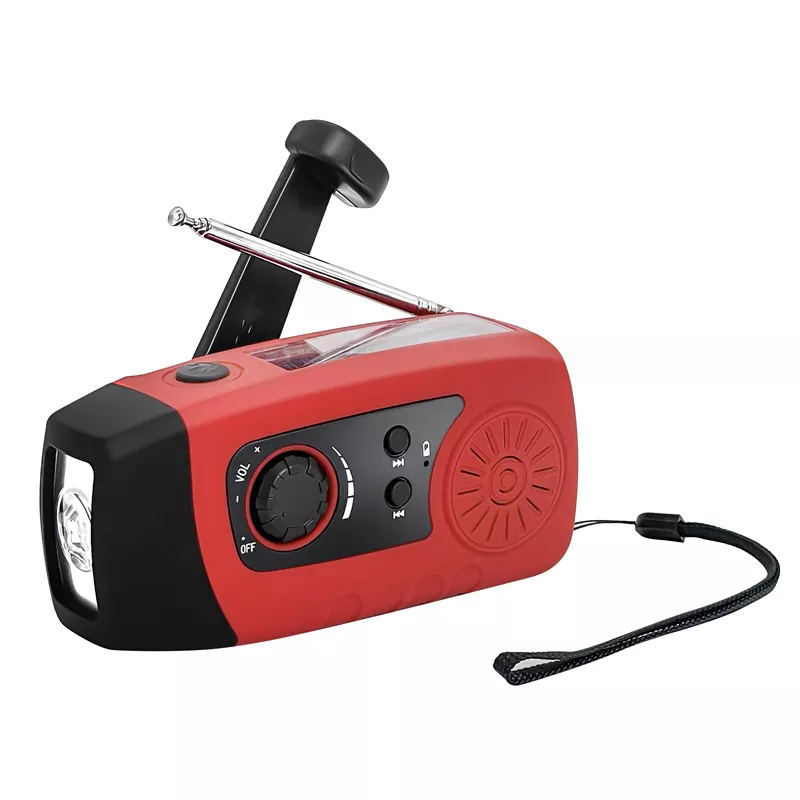 Portable hand crank 2000mAh power bank with flashlight disaster broadcast solar outdoor radio emergency radio