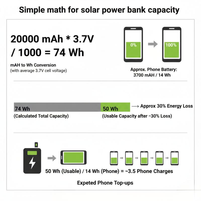 solar power bank capacity mah to wh explained.