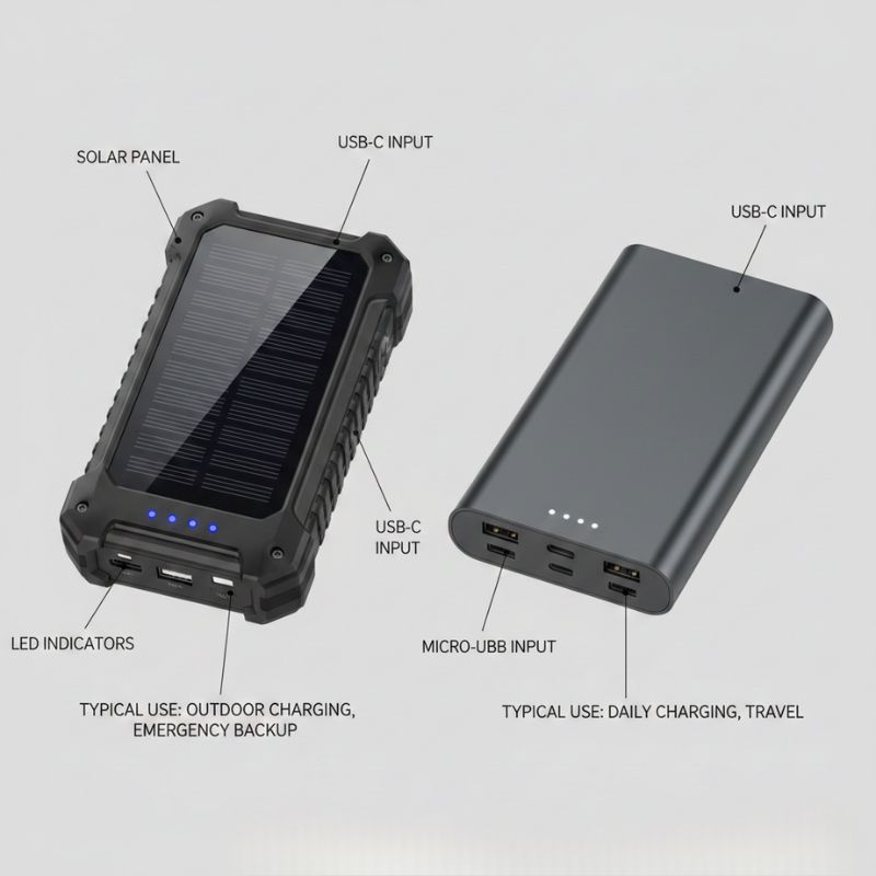 solar power bank vs regular power bank overview