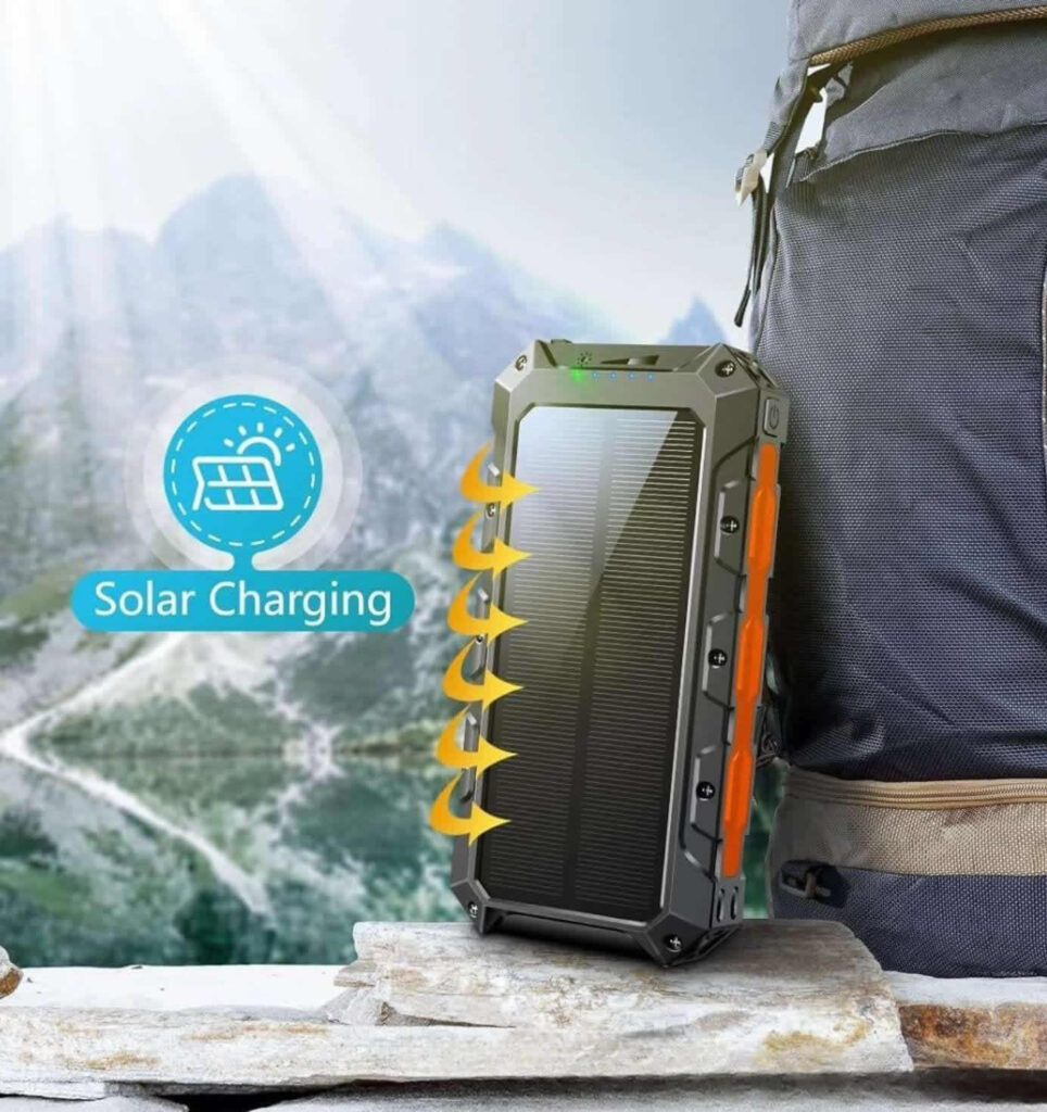 Solar powered power bank safe use travel guide.