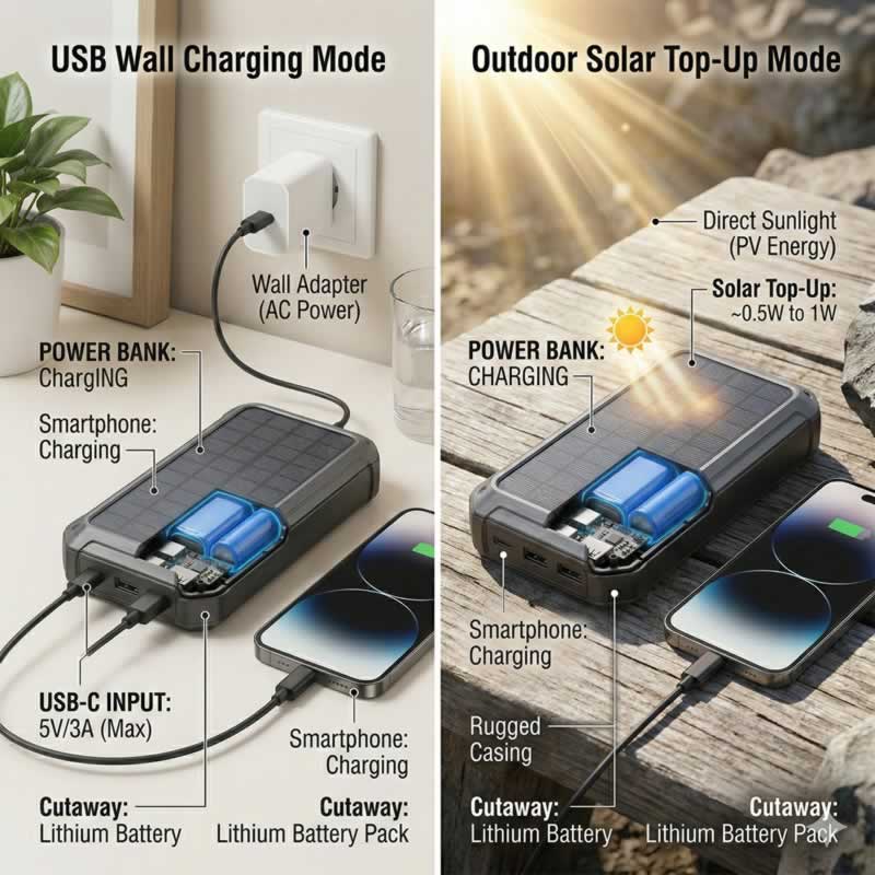 solar phone charger vs usb charging comparison