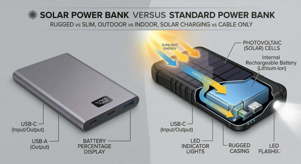 solar power bank vs standard power bank