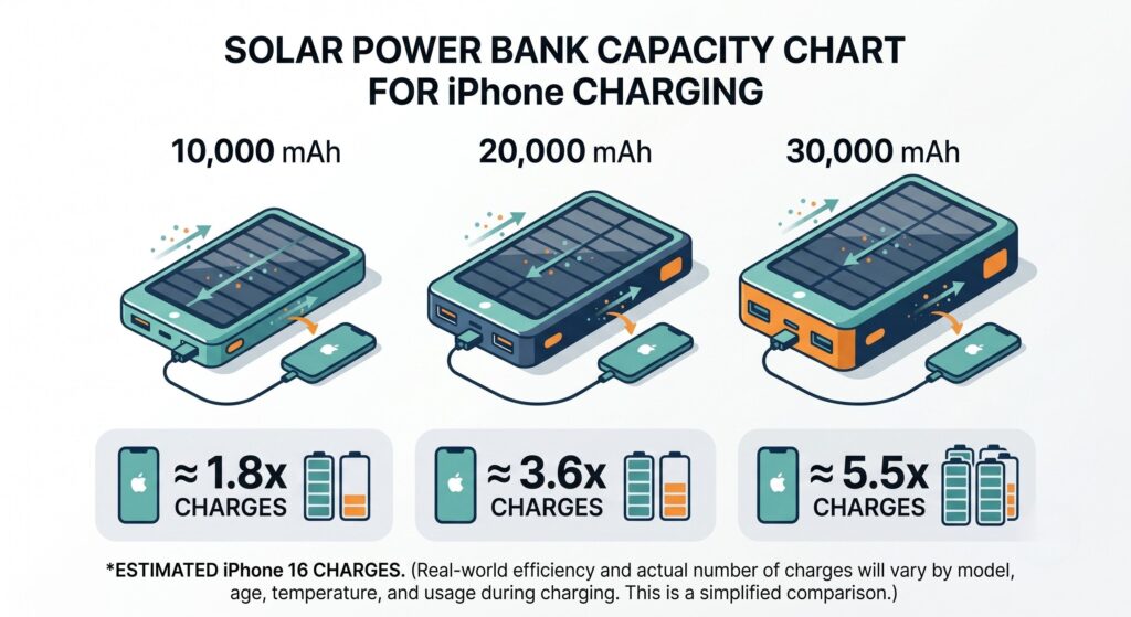 solar power bank capacity iphone charges chart solar power bank capacity iphone charges chart
