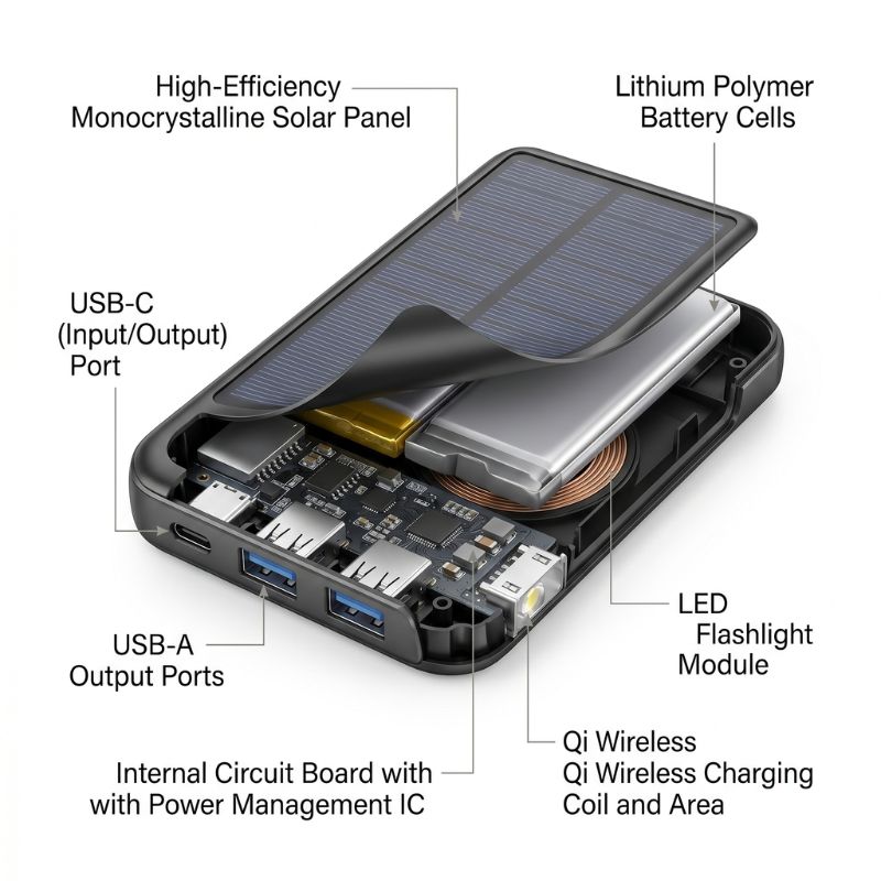 solar power bank charging system diagram