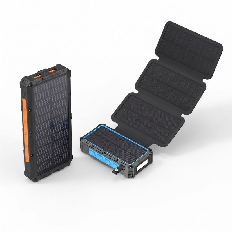single panel vs foldable solar powered power bank.