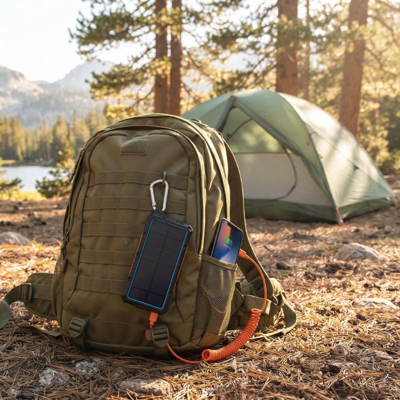 solar phone charger camping emergency use.