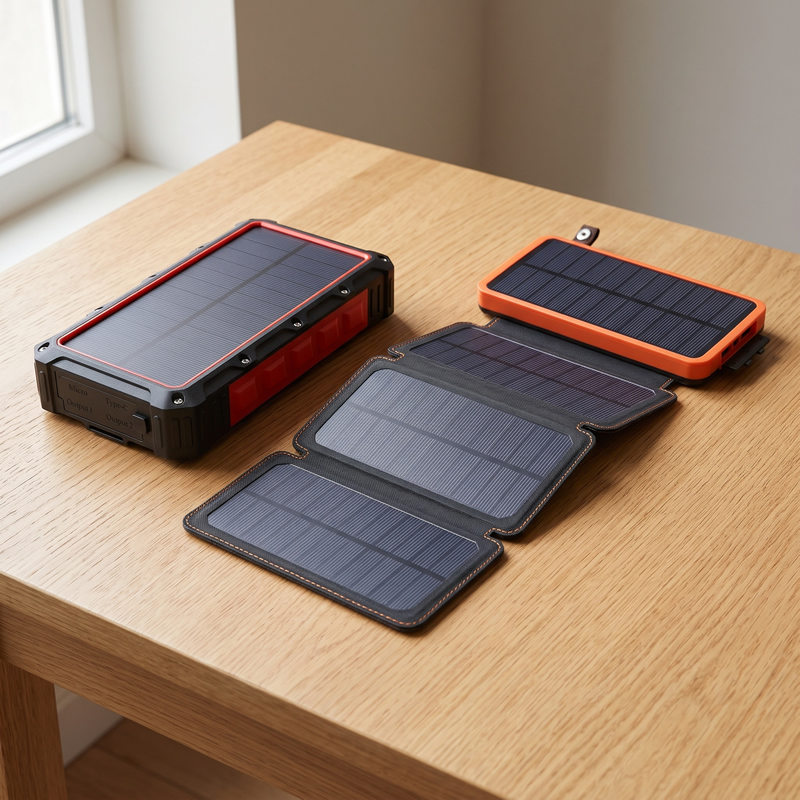 solarpower charger built in vs foldable panel
