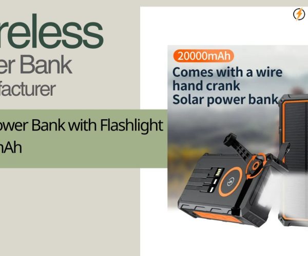 Solar Power Bank with Flashlight 20000mAh — Waterproof Portable Charger for Camping